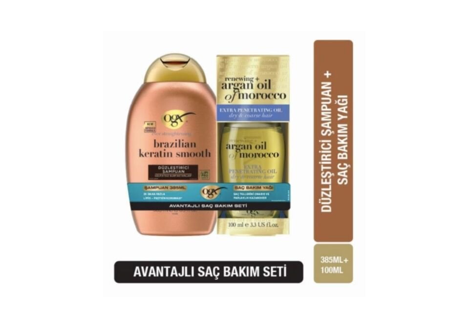 OGX Brezilya Keratin Şampuan 385 ml + Argan Yağı 100 ml
